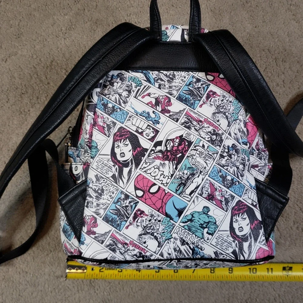 Loungefly Marvel Mini Backpack White Comics AOP Hulk Iron‎ Man Spiderman Cartoon